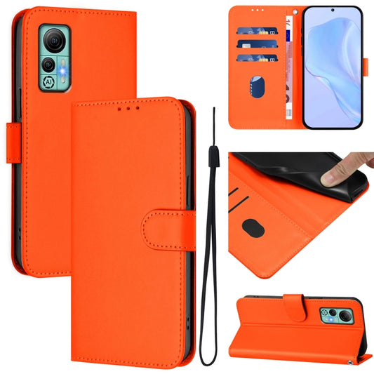 For Ulefone Note 14 Skin Feel Solid Color Leather Phone Case with Lanyard(Orange) - Ulefone Cases by buy2fix | Online Shopping UK | buy2fix