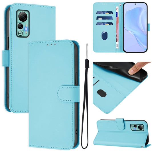 For Ulefone Note 14 Skin Feel Solid Color Leather Phone Case with Lanyard(Sky Blue) - Ulefone Cases by buy2fix | Online Shopping UK | buy2fix