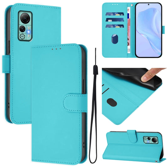 For Ulefone Note 14 Skin Feel Solid Color Leather Phone Case with Lanyard(Lake Blue) - Ulefone Cases by buy2fix | Online Shopping UK | buy2fix