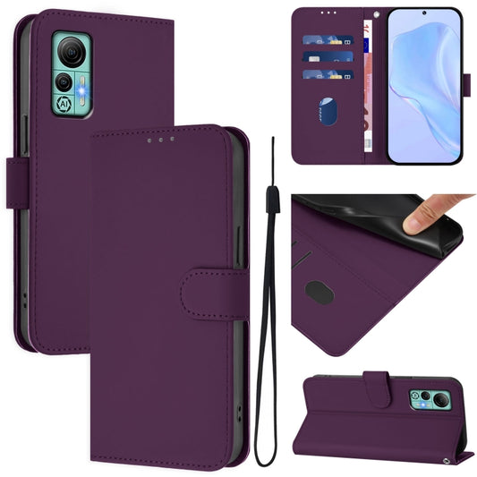 For Ulefone Note 14 Skin Feel Solid Color Leather Phone Case with Lanyard(Violet) - Ulefone Cases by buy2fix | Online Shopping UK | buy2fix