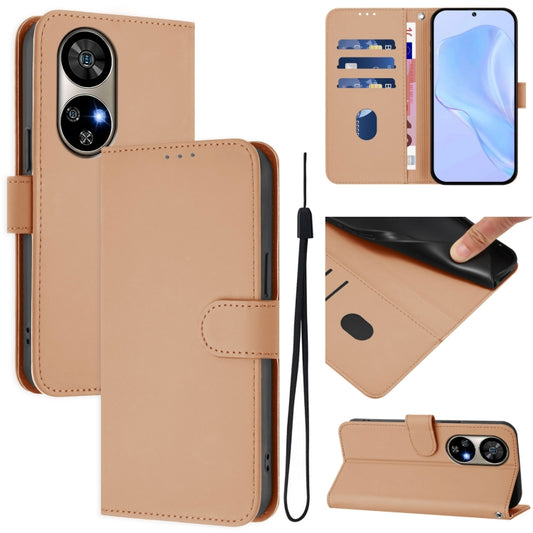 For Ulefone Note 17 Pro Skin Feel Solid Color Leather Phone Case with Lanyard(Nude) - Ulefone Cases by buy2fix | Online Shopping UK | buy2fix