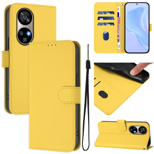 For Ulefone Note 17 Pro Skin Feel Solid Color Leather Phone Case with Lanyard(Lemon Yellow) - Ulefone Cases by buy2fix | Online Shopping UK | buy2fix