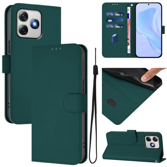 For Ulefone Note 18 Ultra Skin Feel Solid Color Leather Phone Case with Lanyard(Dark Green) - Ulefone Cases by buy2fix | Online Shopping UK | buy2fix