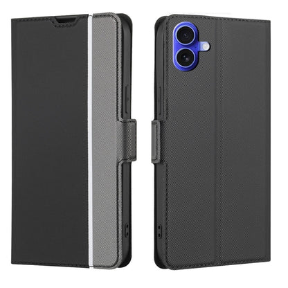 For iPhone 16 Plus Twill Texture Side Button Leather Phone Case(Black) - iPhone 16 Plus Cases by buy2fix | Online Shopping UK | buy2fix