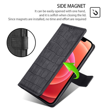 For iPhone 16 Pro Max Skin Feel Crocodile Magnetic Clasp Leather Phone Case(Black) - iPhone 16 Pro Max Cases by buy2fix | Online Shopping UK | buy2fix