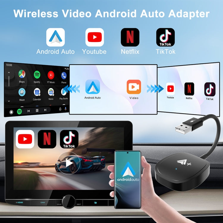 USB Interface Wired to Wireless CarPlay Auto Adapter for Android, Specification:Square(Carbon Fiber) - Bluetooth Adapters by buy2fix | Online Shopping UK | buy2fix