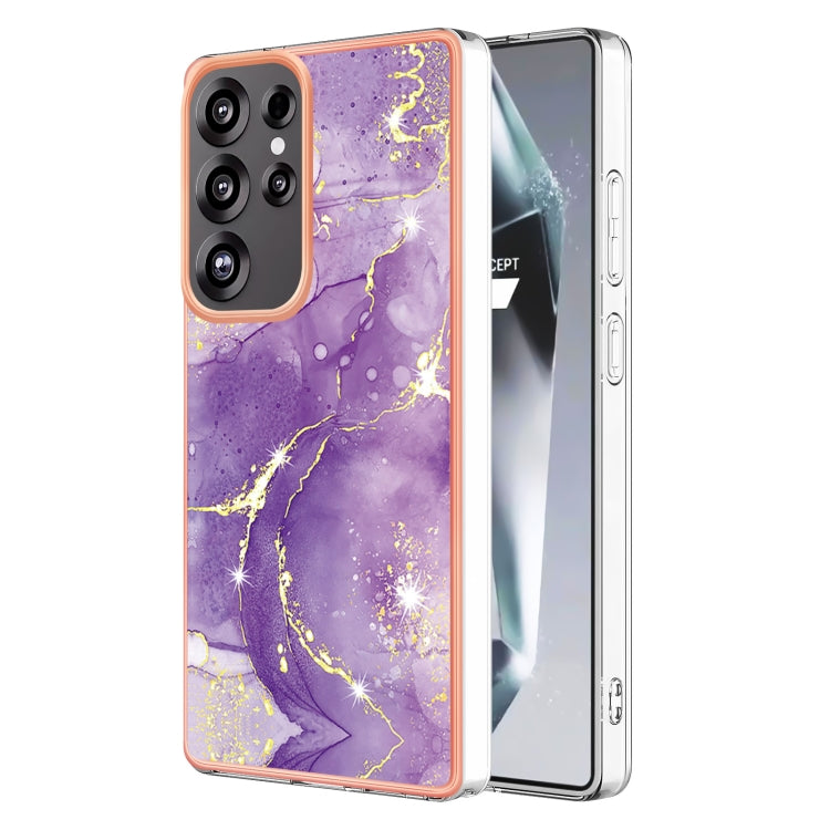 For Samsung Galaxy S25 Ultra 5G Electroplating Marble Pattern Dual-side IMD TPU Shockproof Phone Case(Purple 002) - Galaxy S25 Ultra 5G Cases by buy2fix | Online Shopping UK | buy2fix