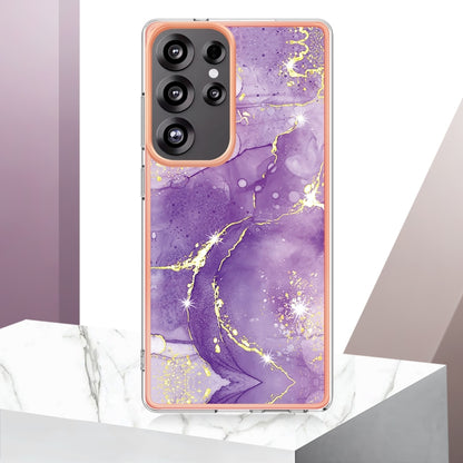 For Samsung Galaxy S25 Ultra 5G Electroplating Marble Pattern Dual-side IMD TPU Shockproof Phone Case(Purple 002) - Galaxy S25 Ultra 5G Cases by buy2fix | Online Shopping UK | buy2fix