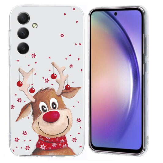 For Samsung Galaxy S25 5G Christmas Painted Pattern TPU Transparent Phone Case(Elk) - Galaxy S25 5G Cases by buy2fix | Online Shopping UK | buy2fix