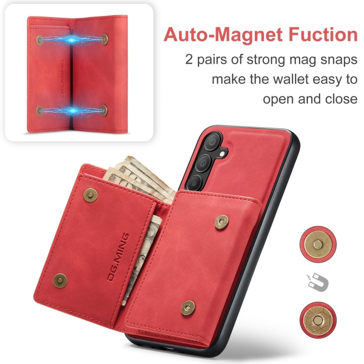 For Samsung Galaxy A16 5G DG.MING M1 Series 3-Fold Multi Card Wallet + Magnetic Phone Case(Red) - Galaxy Phone Cases by DG.MING | Online Shopping UK | buy2fix