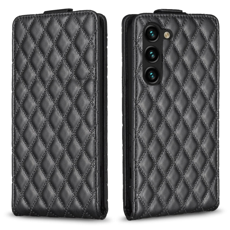 For Samsung Galaxy S25 5G Diamond Lattice Vertical Flip Leather Phone Case(Black) - Galaxy S25 5G Cases by buy2fix | Online Shopping UK | buy2fix