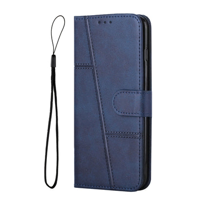 For Samsung Galaxy S25 / S24 5G Stitching Calf Texture Buckle Leather Phone Case(Blue) - Galaxy S25 5G Cases by buy2fix | Online Shopping UK | buy2fix