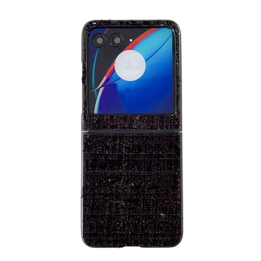 For Motorola Razr 40 Ultra Plaid Fabric PC Protective Phone Case(Black) - Motorola Cases by buy2fix | Online Shopping UK | buy2fix