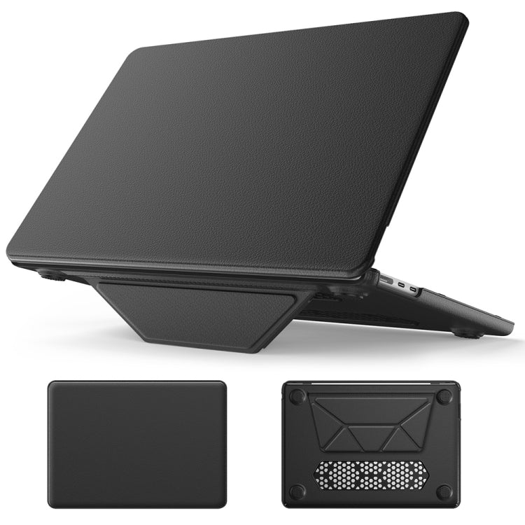 For MacBook Air 15.3 inch A3114 / A2941 Business Magnetic Holder PC + PU Laptop Protective Case(Black) - MacBook Air Cases by buy2fix | Online Shopping UK | buy2fix