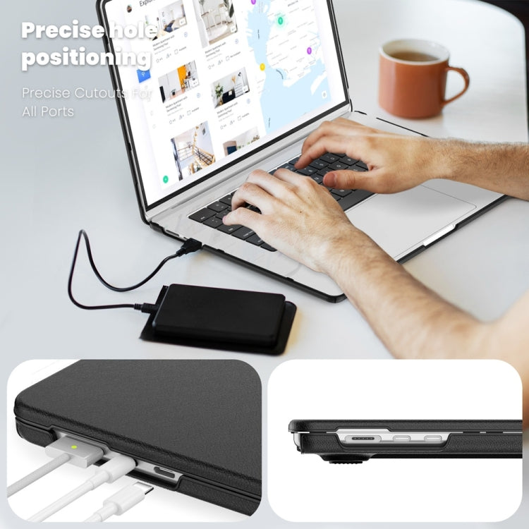 For MacBook Air 15.3 inch A3114 / A2941 Business Magnetic Holder PC + PU Laptop Protective Case(Black) - MacBook Air Cases by buy2fix | Online Shopping UK | buy2fix