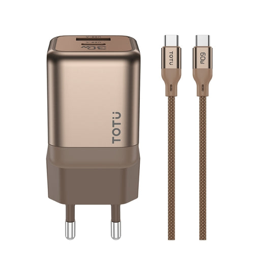 TOTUDESIGN HC-9 30W USB-A to Type-C GaN Fast Charger, Plug:EU Plug with Type-C to Type-C Cable(Gold) - USB Charger by TOTUDESIGN | Online Shopping UK | buy2fix