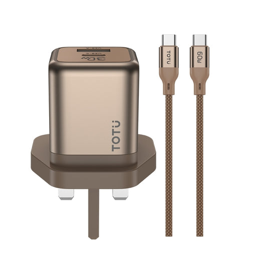 TOTUDESIGN HC-9 30W USB-A to Type-C GaN Fast Charger, Plug:UK Plug with Type-C to Type-C Cable(Gold) - USB Charger by TOTUDESIGN | Online Shopping UK | buy2fix