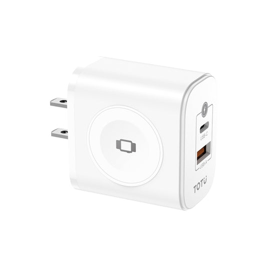 TOTUDESIGN UW128 23W USB-A to Type-C GaN Watch Fast Charging Travel Charger, Plug:US Plug(White) - Multifunction Charger by TOTUDESIGN | Online Shopping UK | buy2fix