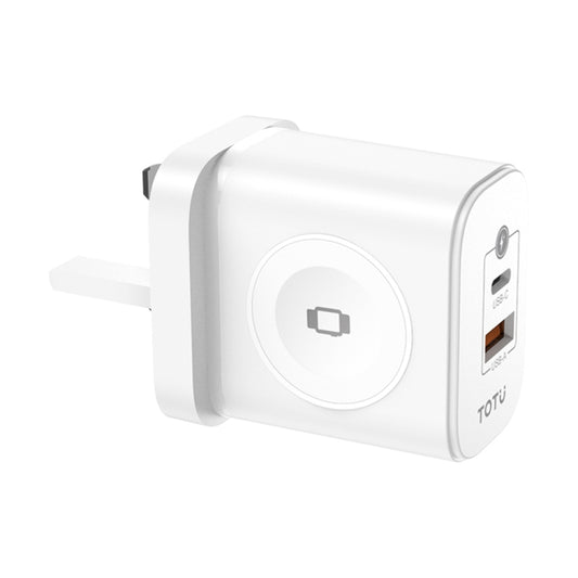 TOTUDESIGN UW128 23W USB-A to Type-C GaN Watch Fast Charging Travel Charger, Plug:UK Plug(White) - Multifunction Charger by TOTUDESIGN | Online Shopping UK | buy2fix