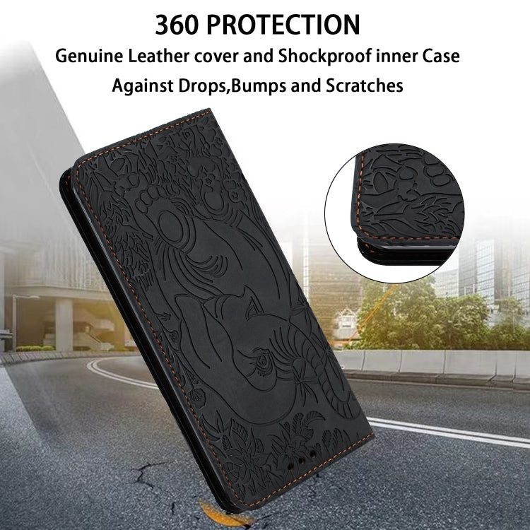 For Samsung Galaxy S25+ 5G Retro Elephant Embossed Leather Phone Case(Black) - Galaxy S25+ 5G Cases by buy2fix | Online Shopping UK | buy2fix