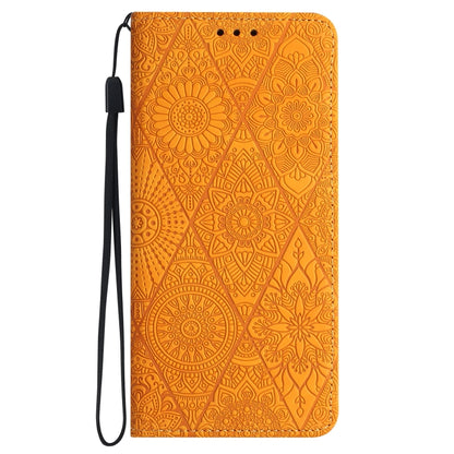 For Samsung Galaxy S25 Ultra 5G Ethnic Embossed Adsorption Leather Phone Case(Yellow) - Galaxy S25 Ultra 5G Cases by buy2fix | Online Shopping UK | buy2fix