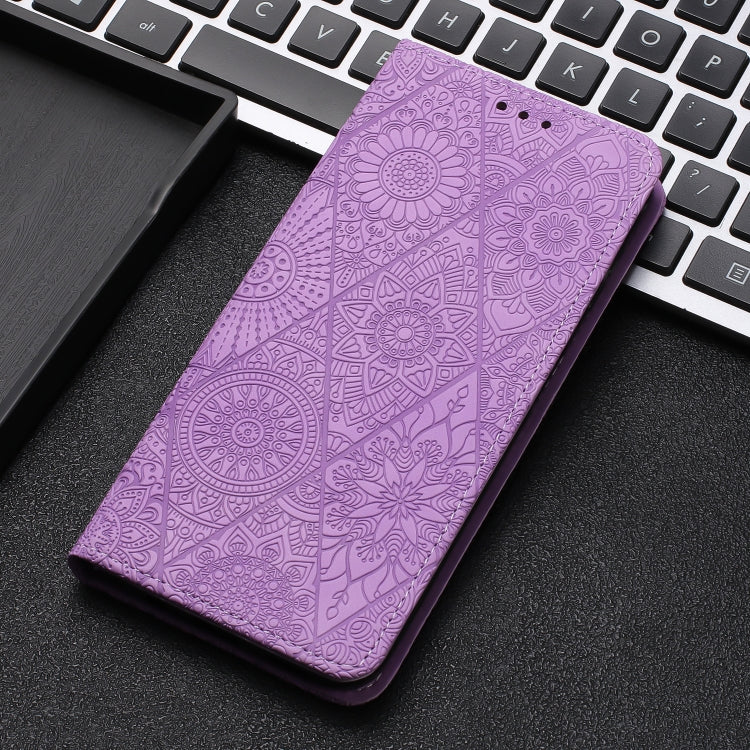 For Samsung Galaxy S25+ 5G Ethnic Embossed Adsorption Leather Phone Case(Purple) - Galaxy S25+ 5G Cases by buy2fix | Online Shopping UK | buy2fix