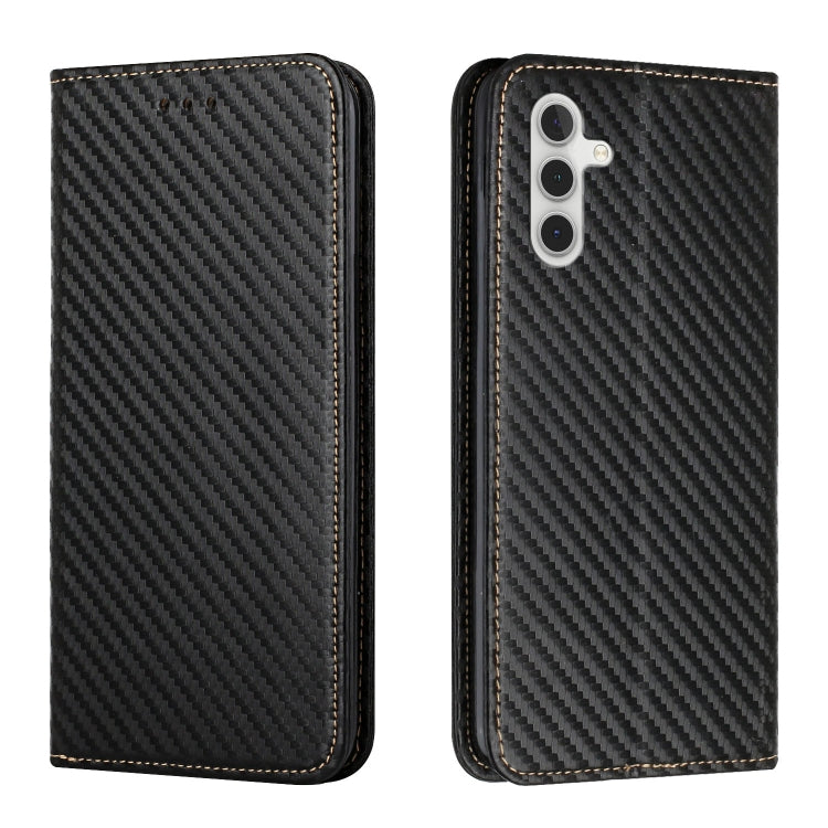 For Samsung Galaxy S25+ 5G Carbon Fiber Texture Magnetic Flip Leather Phone Case(Black) - Galaxy S25+ 5G Cases by buy2fix | Online Shopping UK | buy2fix