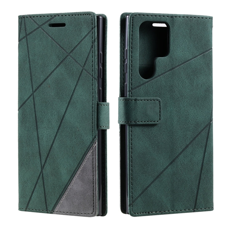 For Samsung Galaxy S25 Ultra 5G Skin Feel Splicing Leather Phone Case(Green) - Galaxy S25 Ultra 5G Cases by buy2fix | Online Shopping UK | buy2fix