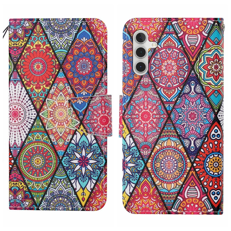 For Samsung Galaxy S25+ 5G Colored Drawing Pattern Leather Phone Case(Diamond Totem) - Galaxy S25+ 5G Cases by buy2fix | Online Shopping UK | buy2fix