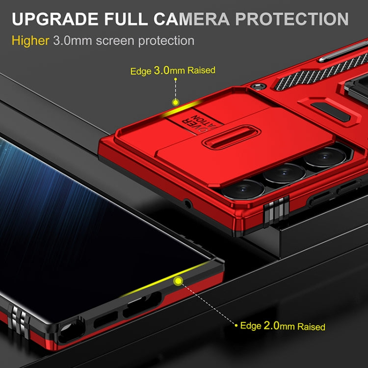 For Samsung Galaxy S25 Ultra 5G Armor PC Hybrid TPU Camera Shield Phone Case(Red) - Galaxy S25 Ultra 5G Cases by buy2fix | Online Shopping UK | buy2fix