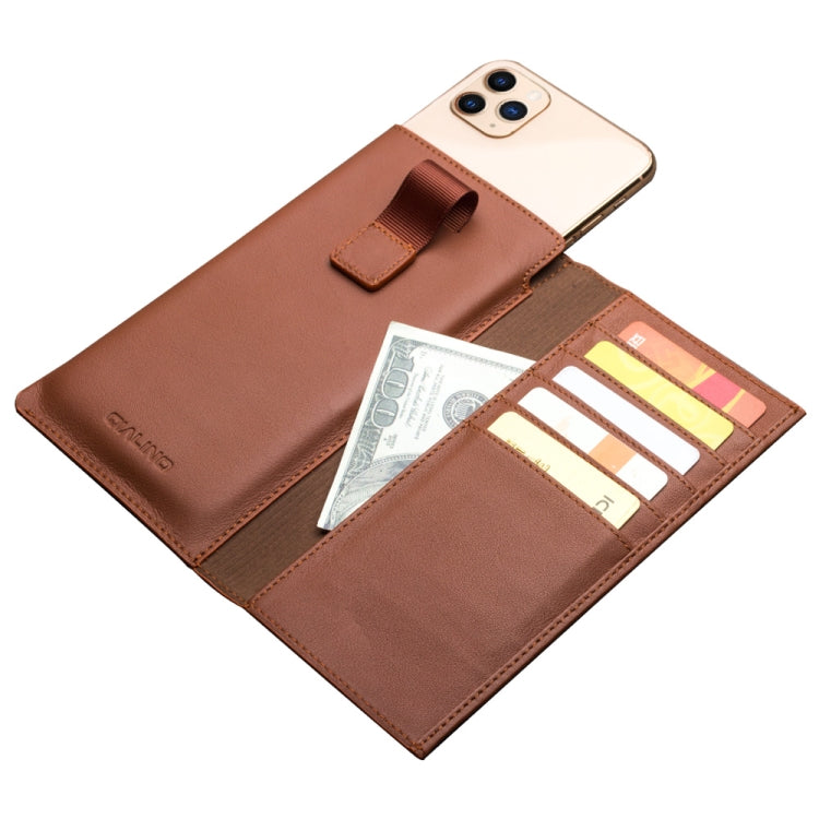 For iPhone 11 QIALINO Nappa Texture Top-grain Leather Horizontal Flip Wallet Case with Card Slots(Brown) - iPhone 11 Cases by QIALINO | Online Shopping UK | buy2fix