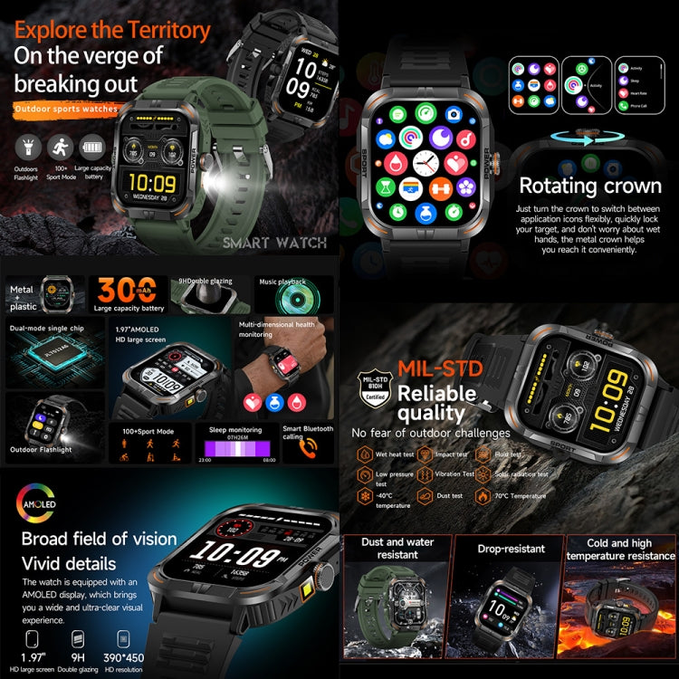 ZW69 1.97 inch AMOLED Outdoor Sports BT Call Smart Watch, Blood Oxygen / Heart Rate / Remote Photography / Sleep monitoring(Black) - Smart Wristbands by buy2fix | Online Shopping UK | buy2fix