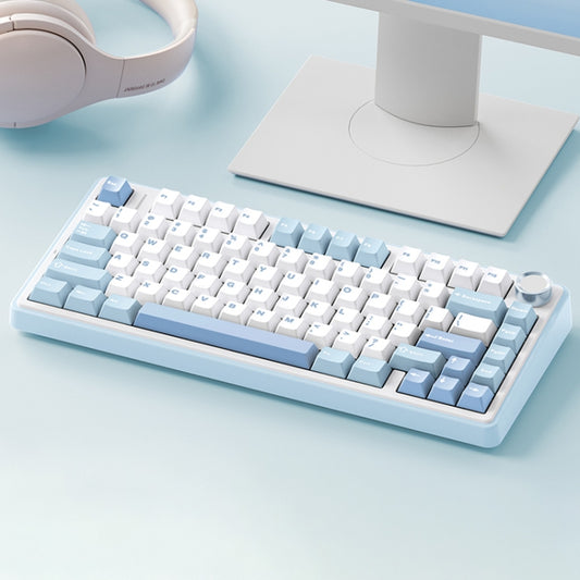 AULA F75 80 Keys Wired/2.4G/Bluetooth Three Model Customized RGB Mechanical Keyboard(Sea Salt Blue) - Wireless Keyboard by AULA | Online Shopping UK | buy2fix