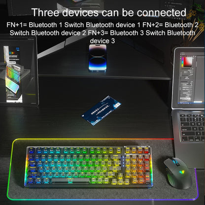 AULA F98 Pro 99 Keys Wired/2.4G/Bluetooth Three Model RGB Mechanical Keyboard, Shaft:Ice Crystal Shaft(Transparent Black) - Wireless Keyboard by AULA | Online Shopping UK | buy2fix