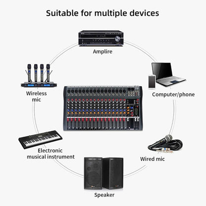 XTUGA CT160X 16-Channels Audio Mixer DJ Mixing Console with 48V Power Supply(UK Plug) - Live Sound Effects Processors by XTUGA | Online Shopping UK | buy2fix