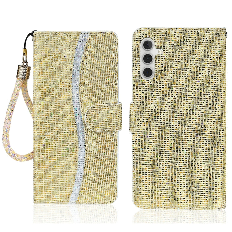 For Samsung Galaxy S25 5G Glitter Powder Filp Leather Phone Case(Gold) - Galaxy S25 5G Cases by buy2fix | Online Shopping UK | buy2fix