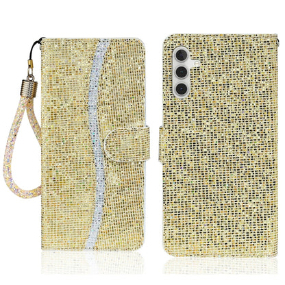 For Samsung Galaxy S25 5G Glitter Powder Filp Leather Phone Case(Gold) - Galaxy S25 5G Cases by buy2fix | Online Shopping UK | buy2fix