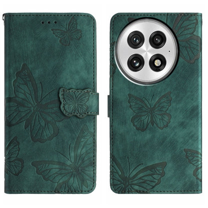 For OnePlus 13 Skin-feel Embossed Butterfly Leather Phone Case(Green) - OnePlus Cases by buy2fix | Online Shopping UK | buy2fix