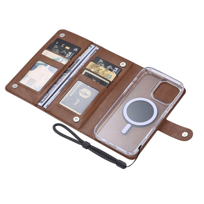 For iPhone 16 Pro Max ViLi GVS-C Series MagSafe Magnetic RFID Leather Flip Phone Case(Brown) - iPhone 16 Pro Max Cases by ViLi | Online Shopping UK | buy2fix