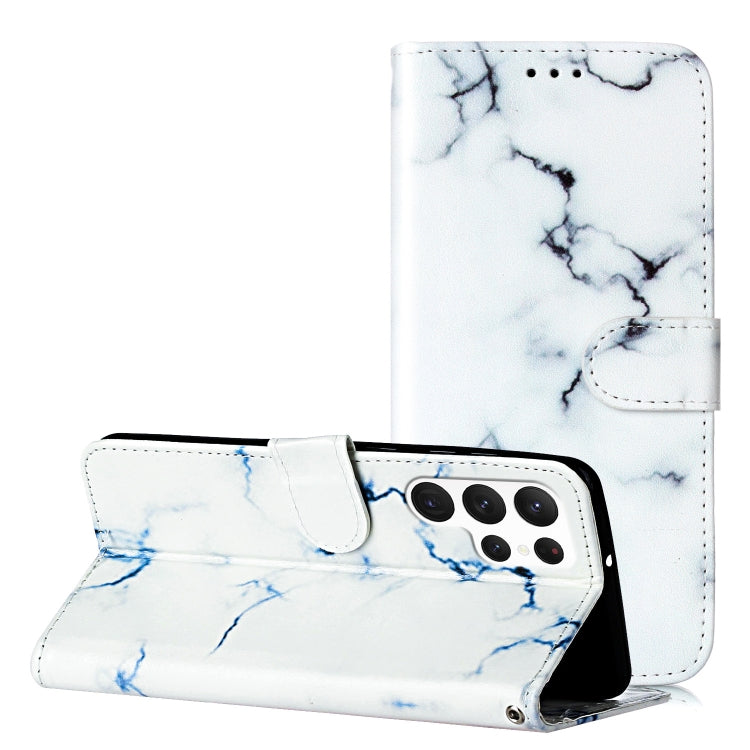 For Samsung Galaxy S25 Ultra 5G Colored Drawing Marble Pattern Leather Phone Case(White Marble) - Galaxy S25 Ultra 5G Cases by buy2fix | Online Shopping UK | buy2fix