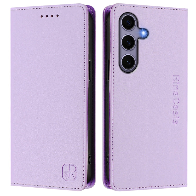 For Samsung Galaxy S24+ / S25+ 5G RC01 Dual-Folded Magnetic Suction RFID Leather Phone Case(Light Purple) - Galaxy S25+ 5G Cases by buy2fix | Online Shopping UK | buy2fix