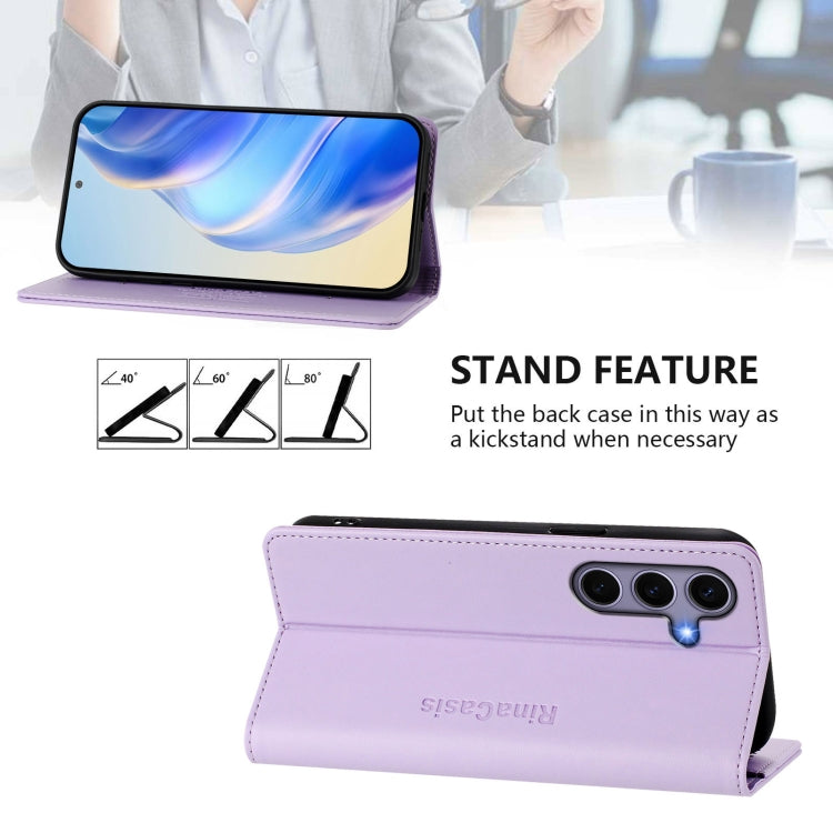 For Samsung Galaxy S24+ / S25+ 5G RC01 Dual-Folded Magnetic Suction RFID Leather Phone Case(Light Purple) - Galaxy S25+ 5G Cases by buy2fix | Online Shopping UK | buy2fix