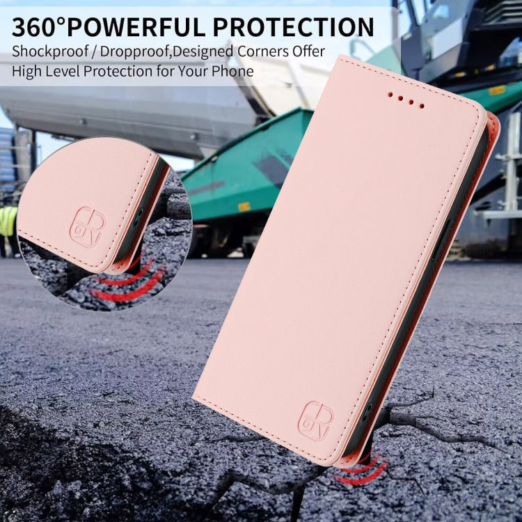 For Samsung Galaxy S25 Ultra 5G RC01 Dual-Folded Magnetic Suction RFID Leather Phone Case(Pink) - Galaxy S25 Ultra 5G Cases by buy2fix | Online Shopping UK | buy2fix