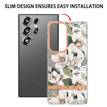 For Samsung Galaxy S25 Ultra 5G Flowers and Plants Series IMD TPU Phone Case(Green Gardenia) - Galaxy S25 Ultra 5G Cases by buy2fix | Online Shopping UK | buy2fix