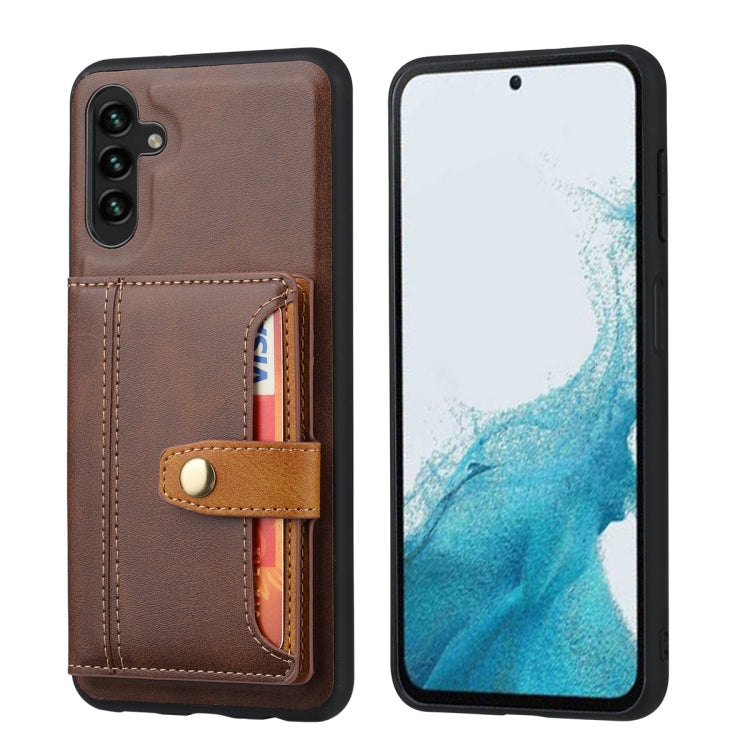 For Samsung Galaxy S25+ 5G Calfskin Card Slot TPU Hybrid PU Phone Case(Brown) - Galaxy S25+ 5G Cases by buy2fix | Online Shopping UK | buy2fix