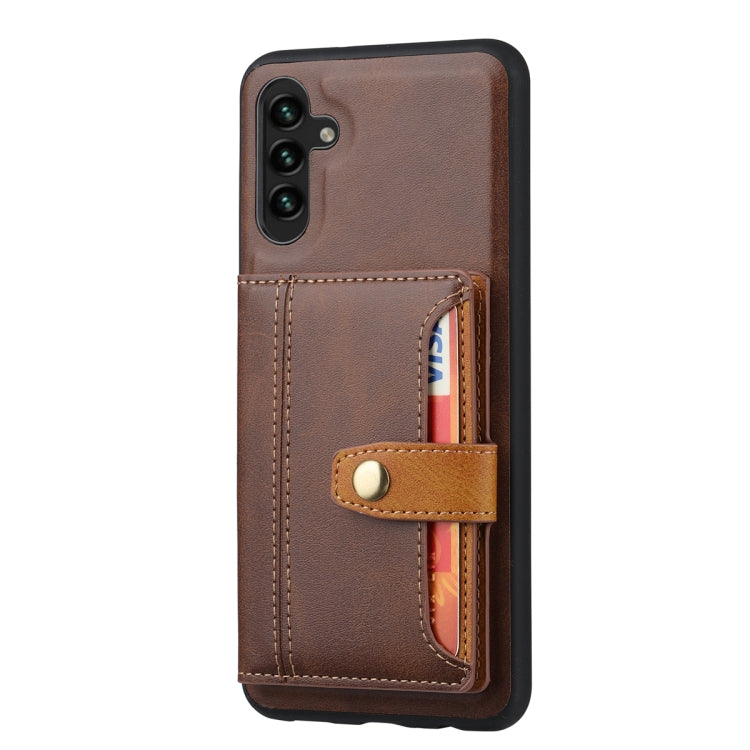 For Samsung Galaxy S25 5G Calfskin Card Slot TPU Hybrid PU Phone Case(Brown) - Galaxy S25 5G Cases by buy2fix | Online Shopping UK | buy2fix