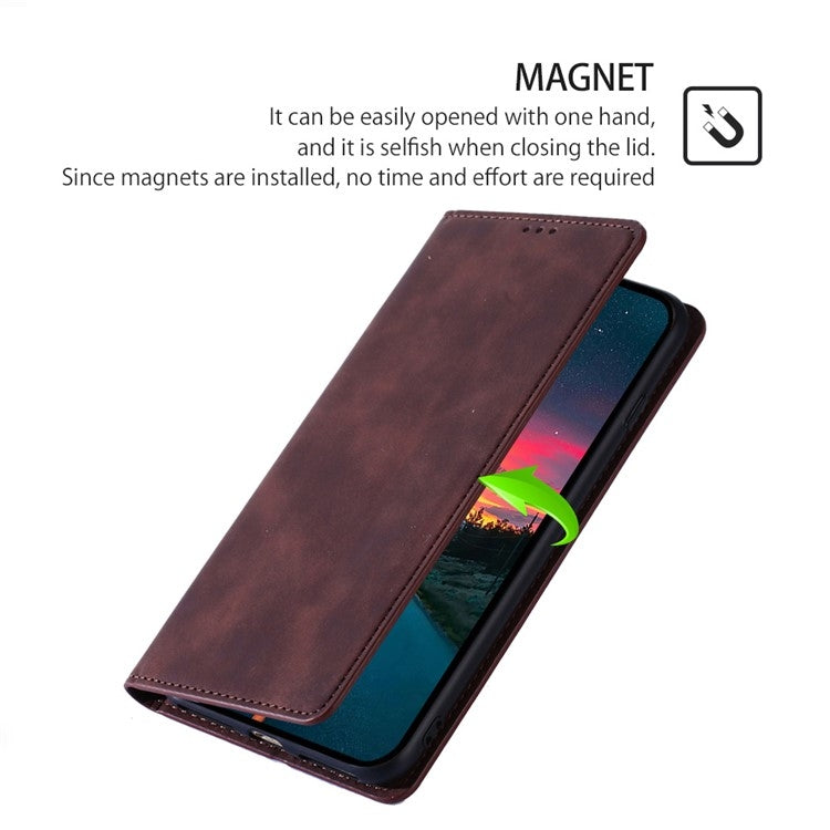 For Samsung Galaxy S25 5G Skin Feel Magnetic Leather Phone Case(Dark Brown) - Galaxy S25 5G Cases by buy2fix | Online Shopping UK | buy2fix