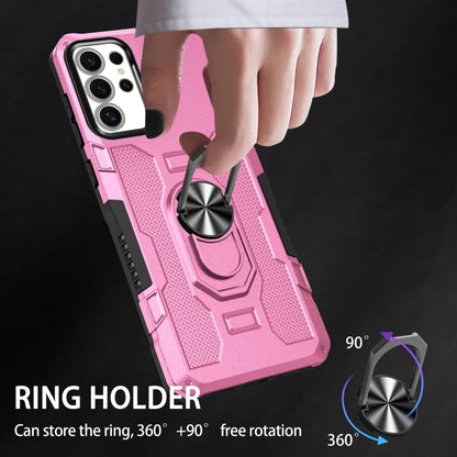 For Samsung Galaxy S25 Ultra 5G Ring Holder Armor Hybrid Phone Case(Pink) - Galaxy S25 Ultra 5G Cases by buy2fix | Online Shopping UK | buy2fix