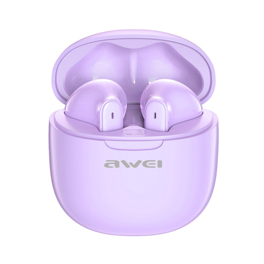 awei T68 ENC Noise Reduction Wireless Bluetooth Gaming Earphone(Purple) - Bluetooth Earphone by awei | Online Shopping UK | buy2fix