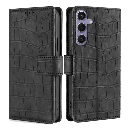 For Samsung Galaxy S25+ 5G Skin Feel Crocodile Magnetic Clasp Leather Phone Case(Black) - Galaxy S25+ 5G Tempered Glass by buy2fix | Online Shopping UK | buy2fix